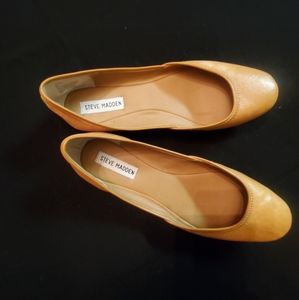 Tan leather flats